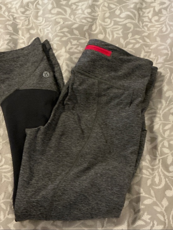 lululemon athletica Pants - Lululemon Gray Athletic Leggings with Pink Accent